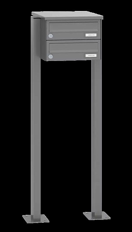 Briefkastenanlage ASTET mit 2 Briefkästen, zum Aufdübeln, ohne Sprech- und Klingelfach, in RAL 9007 graualuminium