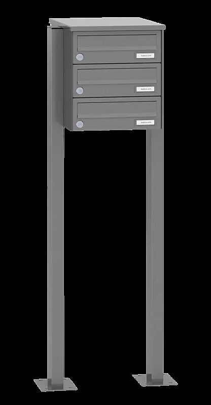 Briefkastenanlage ASTET mit 3 Briefkästen, zum Aufdübeln, ohne Sprech- und Klingelfach, in RAL 9007 graualuminium