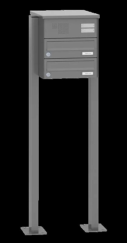 Briefkastenanlage ASTET mit 2 Briefkästen, zum Aufdübeln, mit Sprech- und Klingelfach, in RAL 9007 graualuminium