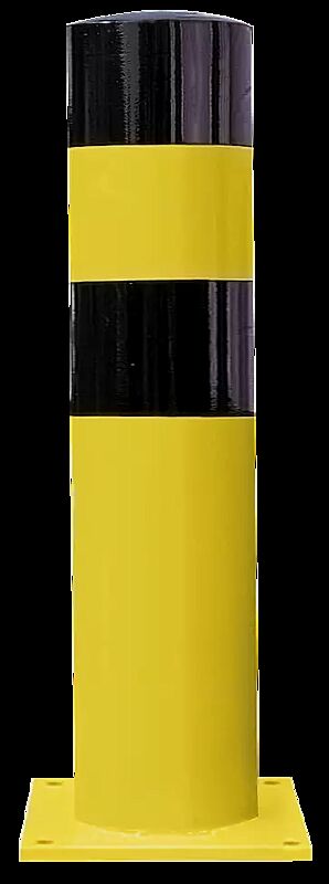 Rammschutzpoller BESKYT Ø 273 mm, zum Aufdübeln, gelb-schwarz kunststoffbeschichtet