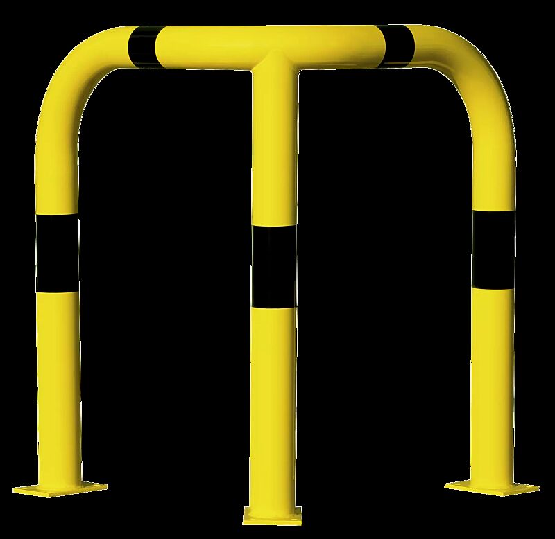 Rammschutzwinkel KEURU zum Aufdübeln, Höhe 1200 mm, gelb kunststoffbeschichtet mit schwarzen Signalstreifen