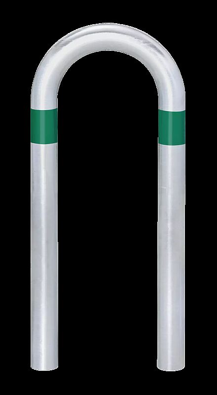 Ladesäulenschutzbügel ADAST, Breite 360 mm, zum Einbetonieren, mit 2 Reflexstreifen in grün