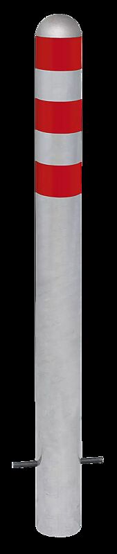 Schutzpoller ANTIN zum Einbetonieren, mit Reflexfolie in rot, feuerverzinkt