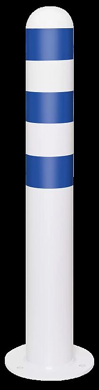 Schutzpoller ANTIN zum Aufdübeln, mit Reflexfolie in blau, pulverbeschichtet in weiß