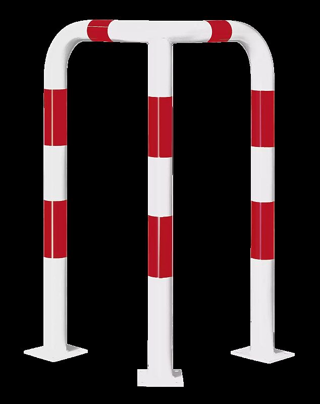 Rammschutzwinkel KEURU zum Aufdübeln, Höhe 1200 mm, weiß kunststoffbeschichtet mit roten Signalstreifen