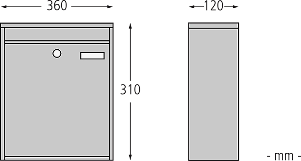 Standardbriefkasten DIJON, Breite 360 mm