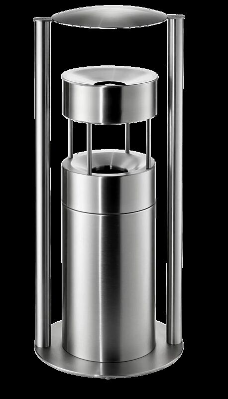 Abfallbehälter QUEEN mit Ascher, zum Aufdübeln, Abfallbehälter mit Löschaufsatz, Ascher mit Trichter