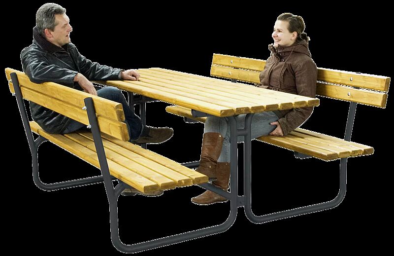 Bank-Tisch-Kombination CASIES mit Holzbelattung Esche