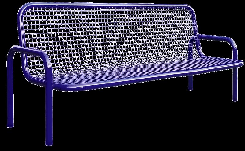 Sitzbank MONZA mit Armlehnen, zum Einbetonieren, in RAL 5017 verkehrsblau