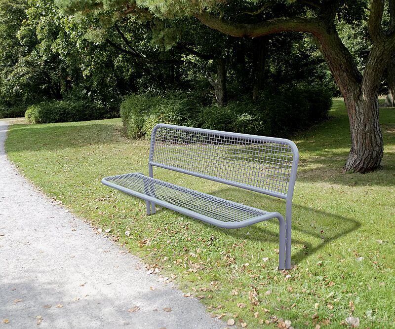 Sitzbank BIBIONE zum Einbetonieren, in RAL 9006 weißaluminium