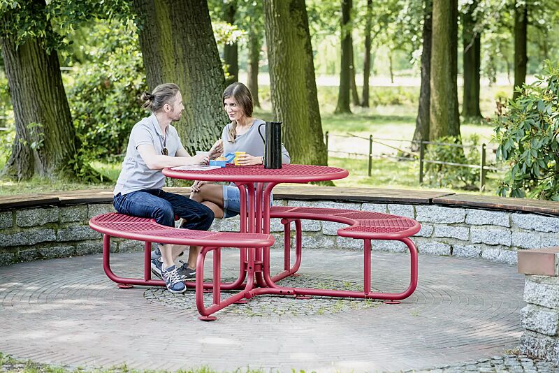 Bank-Tisch-Kombination PAVIA in RAL 3003 rubinrot