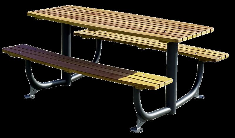 Bank-Tisch-Kombination COMO, mit Escheholzbelattung, Stahlteile in RAL 7016 anthrazitgrau