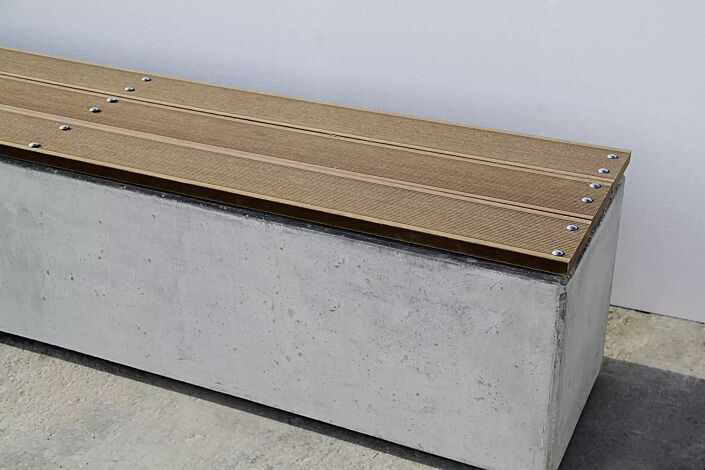 Sitzbank LITHOS ohne Rückenlehne, mit Kunststoffbelattung, Beton acrylgrau