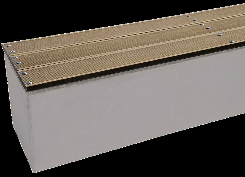 Sitzbank LITHOS ohne Rückenlehne, mit Kunststoffbelattung, Beton mit Acrylbeschichtung in hellgrau - 7