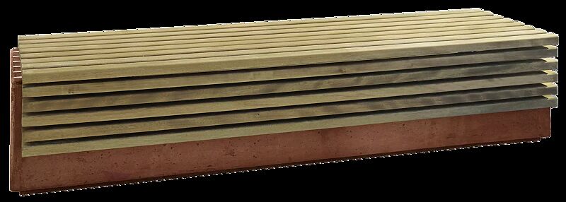 Sitzbank LITHOS WOOD ohne Rückenlehne, mit Kiefernholzbelattung, Beton mit Acrylbeschichtung in ziegelrot - 8