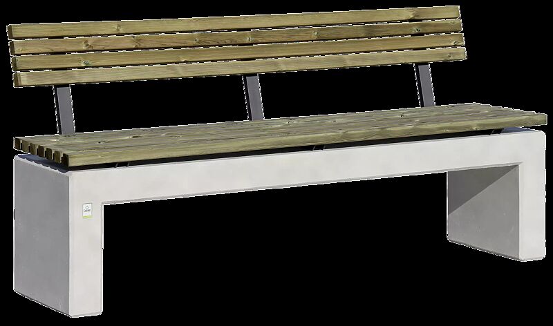 Sitzbank ANDROMEDA WOOD mit Rückenlehne, mit Kiefernholzbelattung, Sichtbeton, unbehandelt in naturgrau - 19