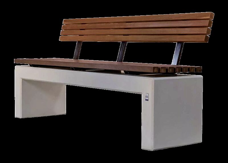 Sitzbank ANDROMEDA WOOD mit Rückenlehne, mit Okouméholzbelattung, Sichtbeton, unbehandelt in naturgrau - 19