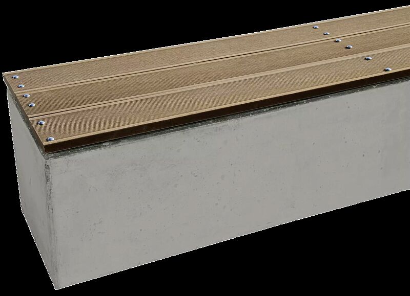 Sitzbank LITHOS ohne Rückenlehne, mit Kunststoffbelattung, Betonin  naturgrau - 19