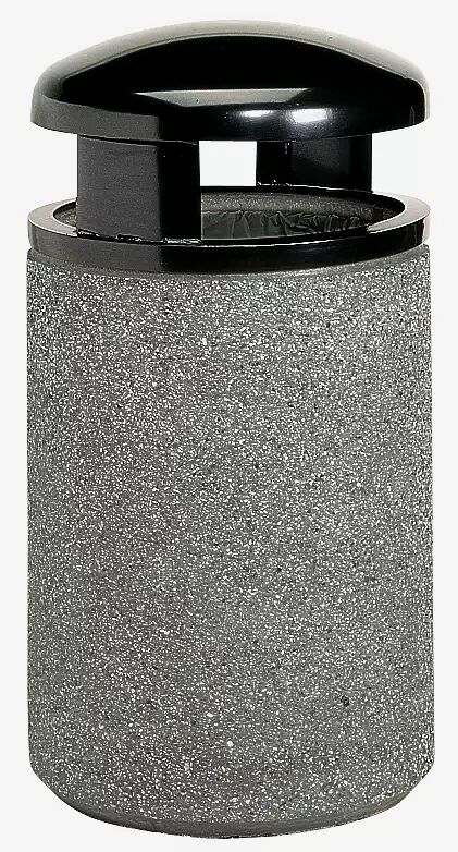 Abfallbehälter GARDA - H, Beton sand - 4/A, Schutzdach in RAL 7021 schwarzgrau