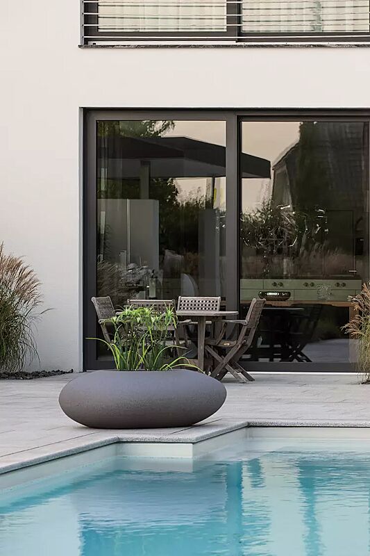 Pflanzbehälter MALUR, Höhe 390 mm, in granit dunkel