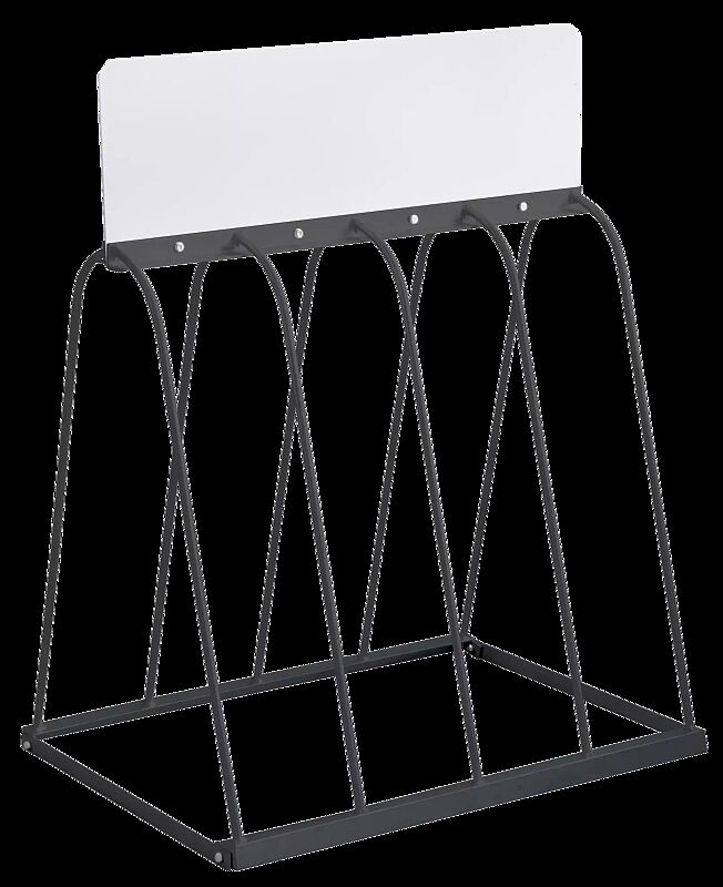 Werbefahrradständer WARWICK mit Werbeschild, 4 Stellplätze, in RAL 7012 basaltgrau