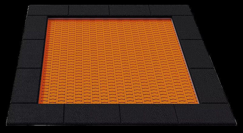 Bodentrampolin TRIFFIS, Umrandung ähnlich RAL 9005 tiefschwarz, Sprungmatte ähnlich RAL 2009 verkehrsorange