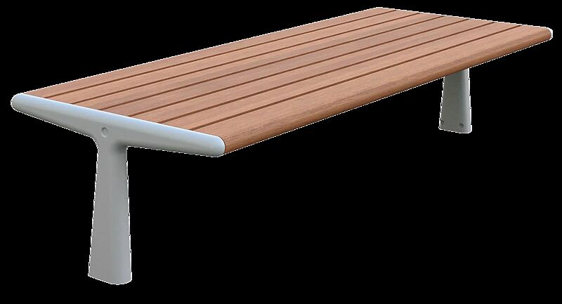 Sitzbank TEO ohne Rückenlehne, Gusseisenteile in RAL 7035 lichtgrau