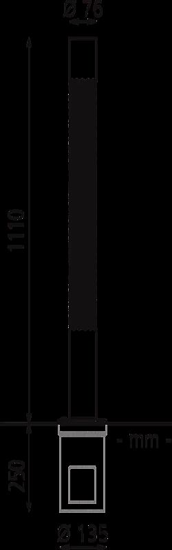 Poller STRIUM HELIX herausnehmbar aus Bodenhülse, Ø 76 mm, Flachkopf