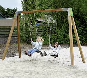 Doppelschaukel SWAY mit 2 Standard-Sicherheitsschaukelsitzen, Schaukelbalken aus Holz