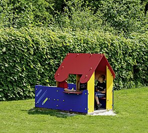 Spielhaus EDITH mit blauen Seitenwänden