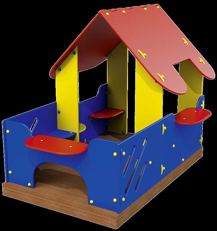 Spielhaus EDITH mit blauen Seitenwänden