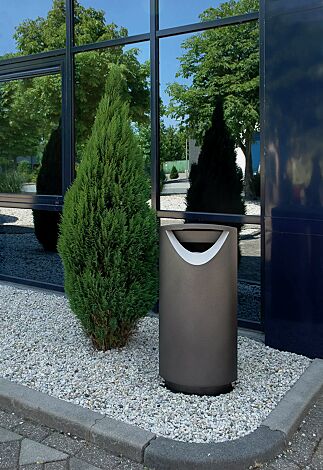 Abfallbehälter FINBIN ELLIPSE 100, 56 Liter,  zum Aufdübeln, Stahlteile in DB 703 eisenglimmer