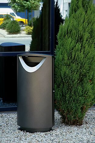 Abfallbehälter FINBIN ELLIPSE 100, 56 Liter,  zum Aufdübeln, Stahlteile in DB 703 eisenglimmer