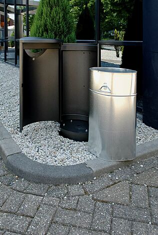 Abfallbehälter FINBIN ELLIPSE 100, 56 Liter,  zum Aufdübeln, Stahlteile in DB 703 eisenglimmer