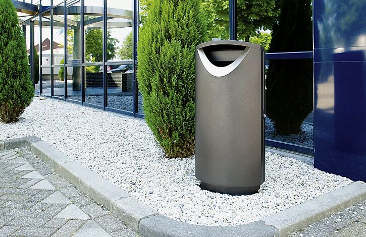 Abfallbehälter FINBIN ELLIPSE 100, 56 Liter,  zum Aufdübeln, Stahlteile in DB 703 eisenglimmer