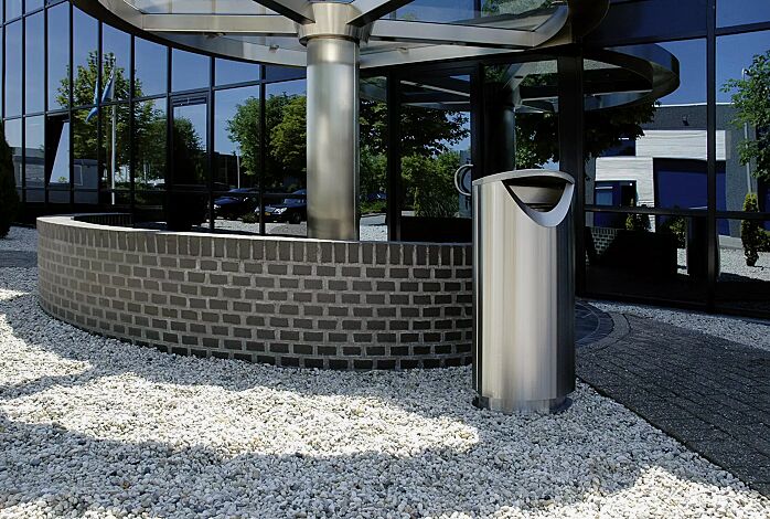 Abfallbehälter FINBIN ELLIPSE 100, 56 Liter,  zum Aufdübeln, aus Edelstahl