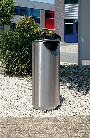 Abfallbehälter FINBIN ELLIPSE 100, 56 Liter,  zum Aufdübeln, aus Edelstahl