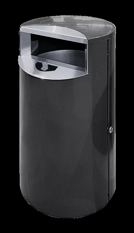 Abfallbehälter FINBIN CITY aus Stahl, 39 Liter, mit Ascher, zur Wand- bzw. Pfostenbefestigung, in RAL 7024 graphitgrau