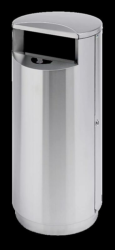 Standbehälter FINBIN CITY aus Edelstahl, 51 Liter, mit Ascher, zum Aufdübeln mittels Edelstahlsockel