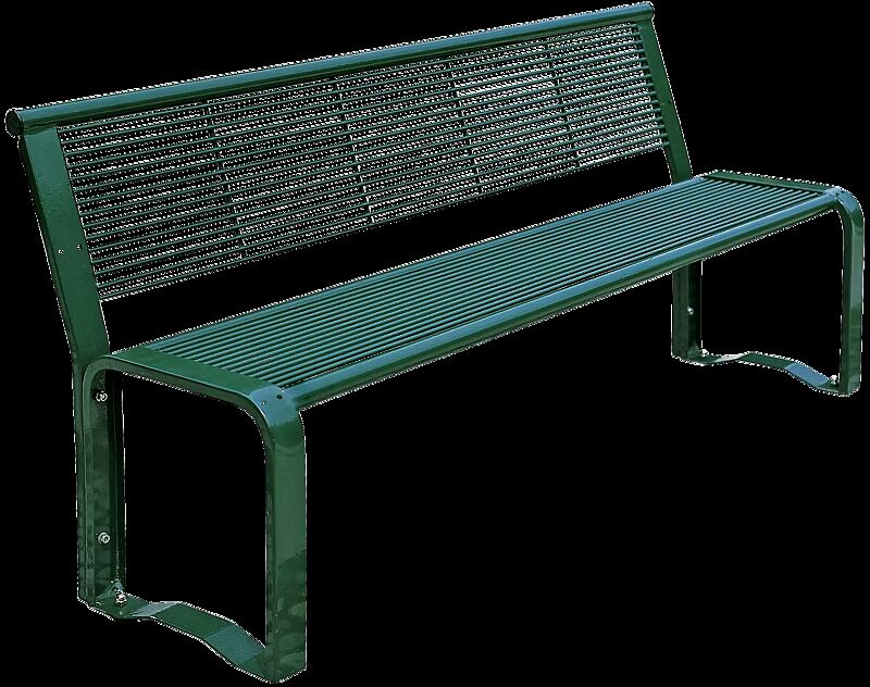 Sitzbank ETHOS mit Rückenlehne, in RAL 6005 moosgrün