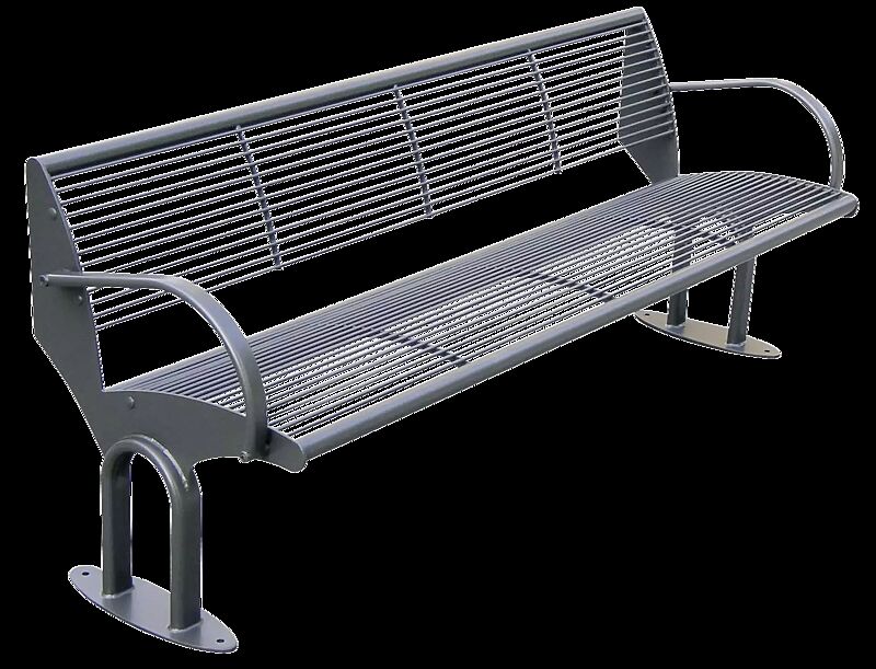 Sitzbank TAURUS mit Rückenlehne und Armlehnen, in eisenglimmergrau