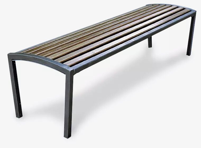 Sitzbank CAMILLA ohne Rückenlehne, mit Hartholzbelattung, Stahlteile in RAL 7016 anthrazitgrau