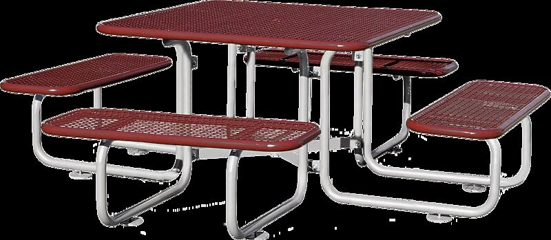 Bank-Tisch-Kombination GRADO (für Erwachsene), Sitz- und Tischfläche in RAL 3005 weinrot, Gestell in RAL 9007 graualuminium