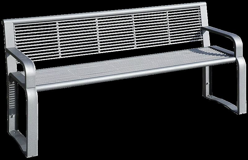 Sitzbank ETHOS mit Rückenlehne und Armlehnen, in RAL 7001 silbergrau