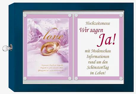 Schaukasten CHOIS, Querformat, für 2 x DIN A4, Alu in RAL 5001 grünblau