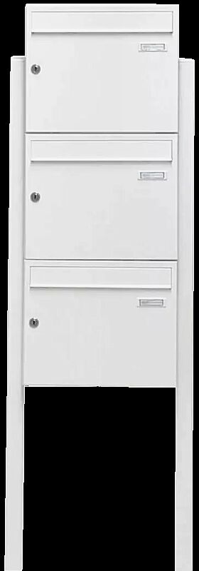 Briefkastenanlage BRETAGNE, mit 3 Briefkästen, zum Einbetonieren, in RAL 9016 verkehrsweiß