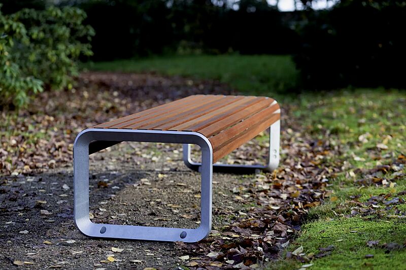 Sitzbank PORTIQOA ohne Rückenlehne, mit Jatobaholzbelattung