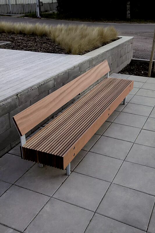 Sitzbank WOODY mit Rückenlehne, mit Jatobaholzbelattung