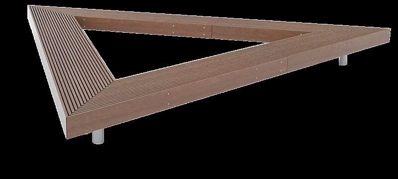 Dreieckbank WOODY ohne Rückenlehne, mit Jatobaholzbelattung