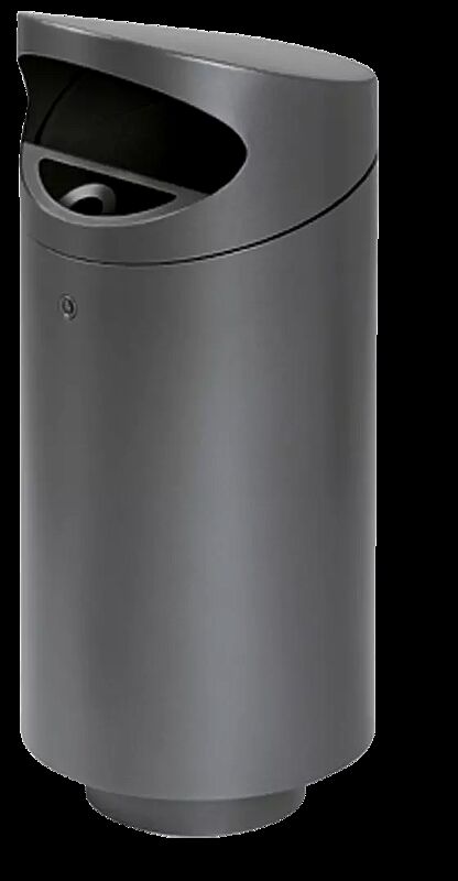 Abfallbehälter TOLUCA, 60 Liter, mit Ascher, zum Aufdübeln, in RAL 7016 anthrazitgrau